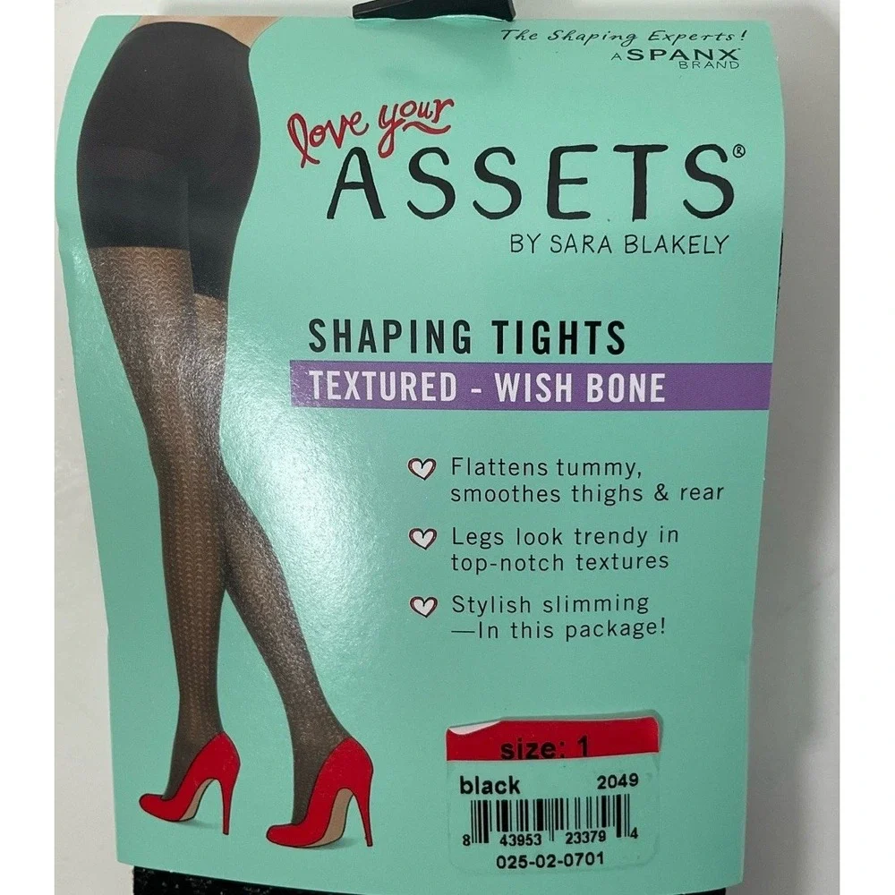 NIP Spanx Love Your Assets Textured Wish Bone‎ Shaping Tights Black Sz 1